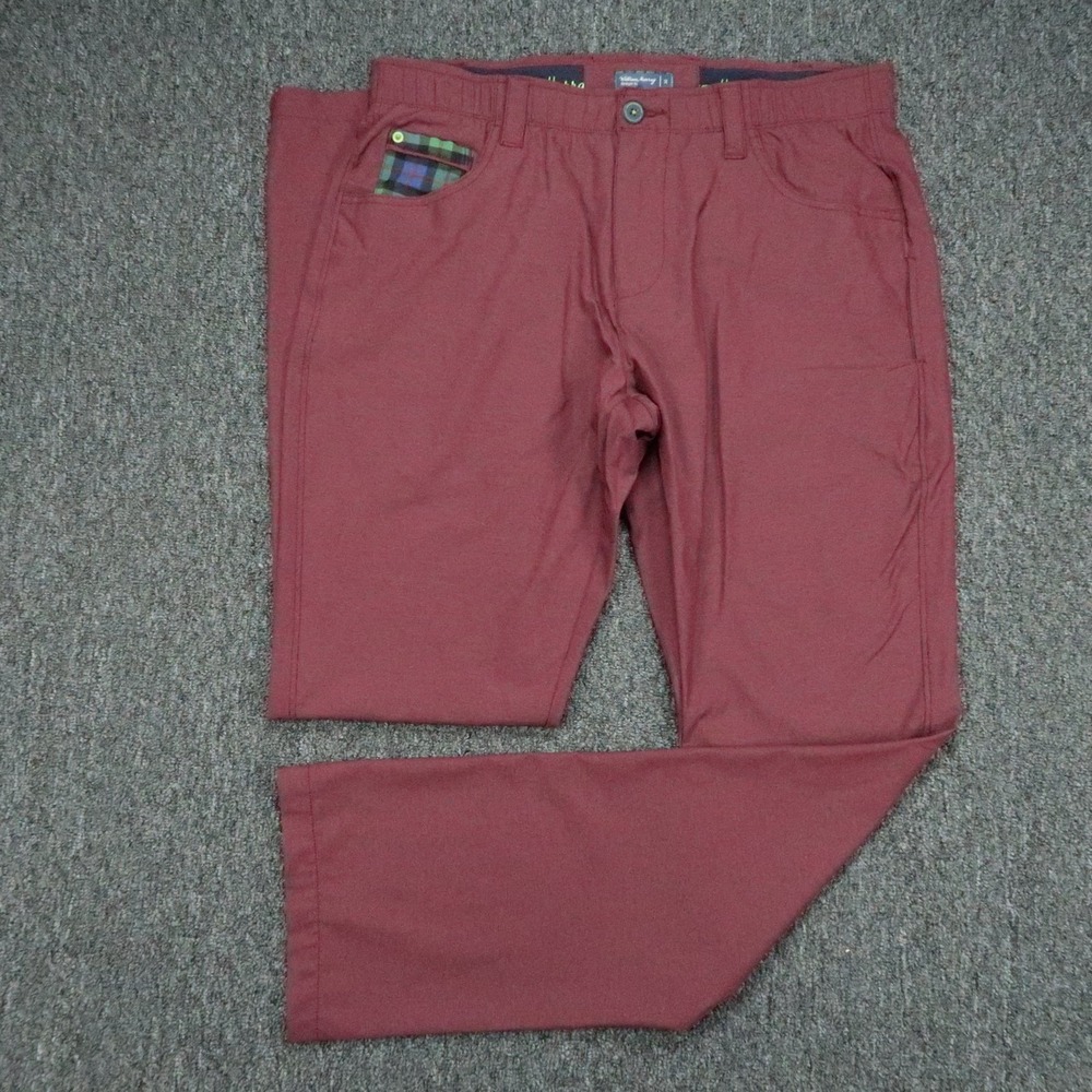 William Murray Golf Pants Mens 34x34 Red 5 Pocket Straight Fit Chino Stretch
